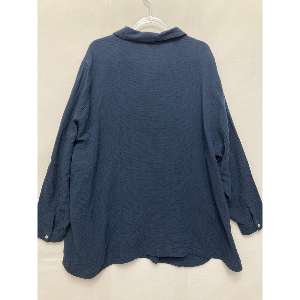J. Jill Navy Button-Down Cotton Gauze Shirt - Picture 7 of 8